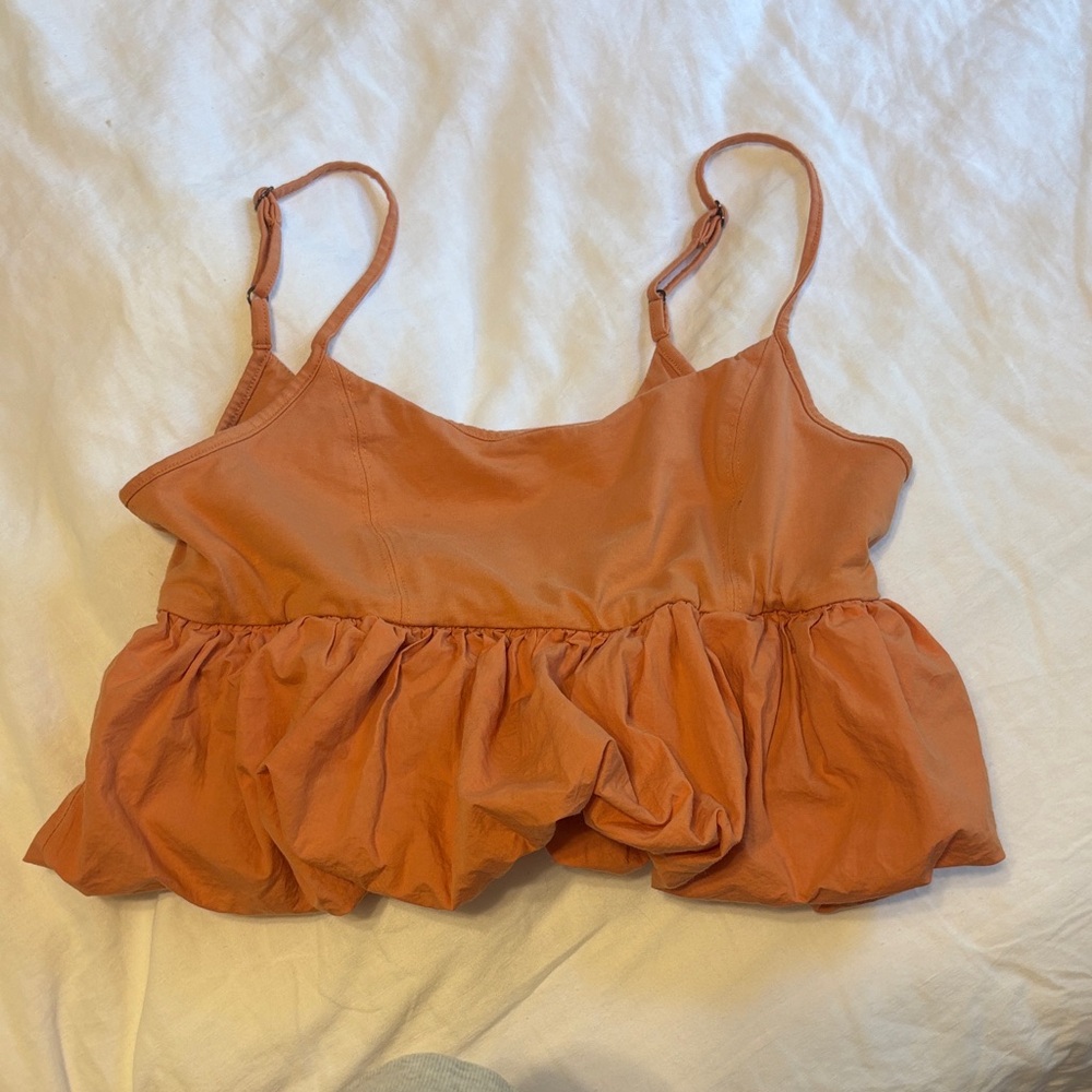 Maeve Orange Ruffled Tank Top